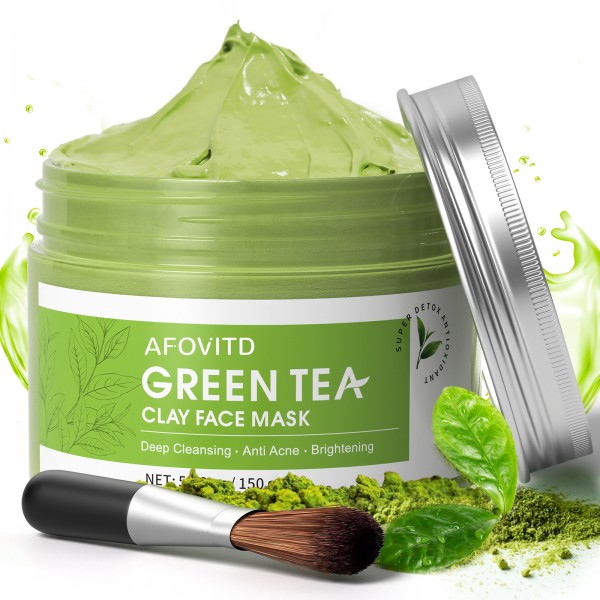 AFOVITD Green Tea Face Mask, Antioxidant Green Tea...