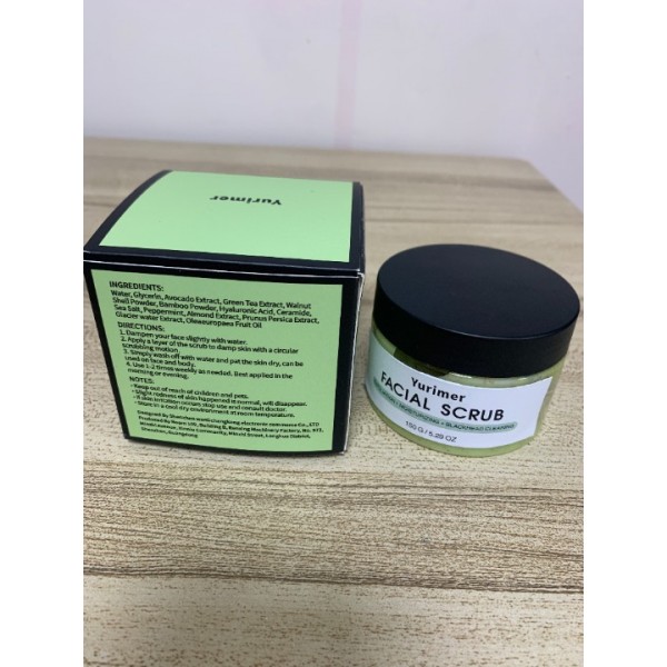 Yurimer Green Tea Facial Scrub, Yurimer Organic Avocado & Green Tea Face Scrub With Brush, Exfoliating Facial Scrub Moisturizes Face, Exfoliating Face Wash to Treat Acne, Blackheads, Large Pores and Oil