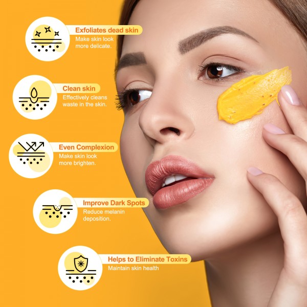 ABNOYSE Vitamin C and Turmeric Face Scrub Cream Organics Microdermabrasion Facial Scrub Brightening Exfoliating Clears Blackheads Improve Dark Spot Acne with Strawberry Extract Exfoliator