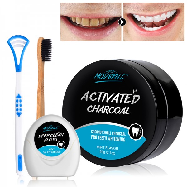 POP MODERN.C Teeth Whitening Charcoal Powder Kit Toothpaste for whitening