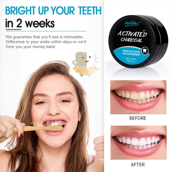 POP MODERN.C Teeth Whitening Charcoal Powder Kit Toothpaste for whitening