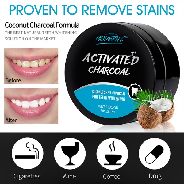 POP MODERN.C Teeth Whitening Charcoal Powder Kit Toothpaste for whitening